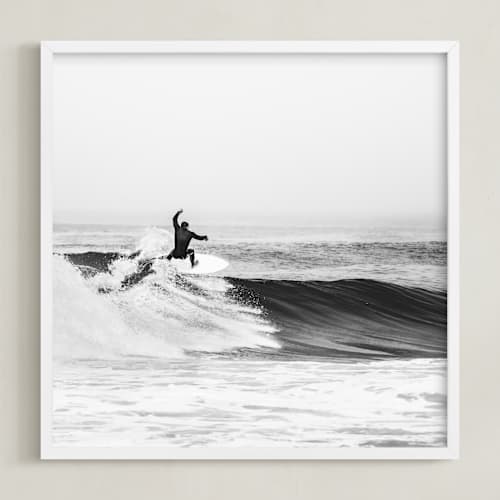 This is a black & white kids wall art with standard by Kamala Nahas called surfs up