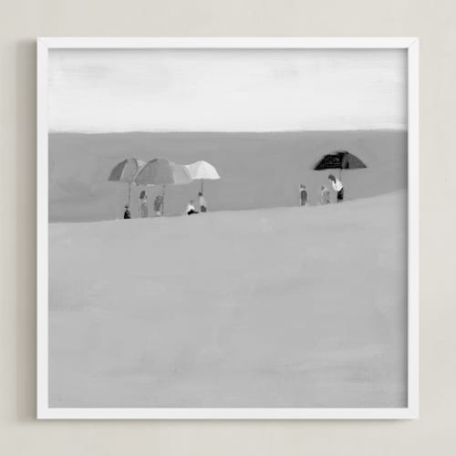This is a charcoal kids wall art with standard by Lindsay Megahed called beach umbrellas