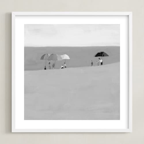 This is a charcoal kids wall art with standard by Lindsay Megahed called beach umbrellas