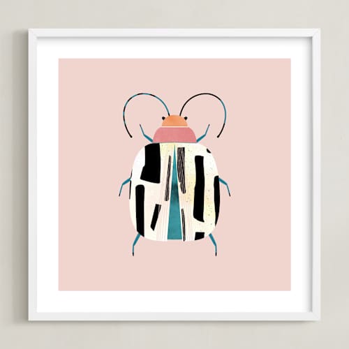 This is a blush kids wall art with standard by Anna Clement called little beetle