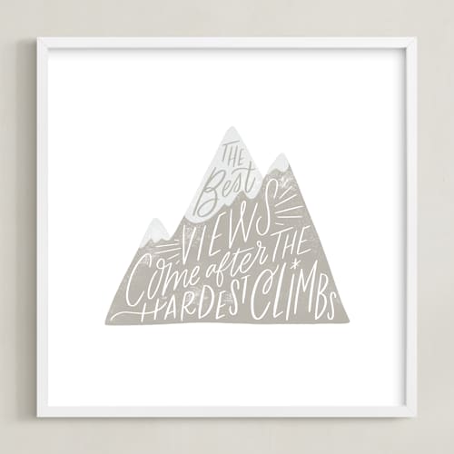 This is a grey kids wall art with standard by Alethea and Ruth called mountain climb