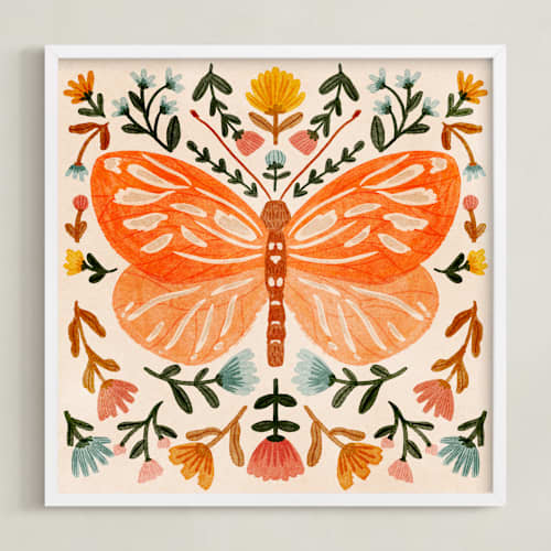 This is a tangerine kids wall art with standard by Angel Walker called colorful butterfly