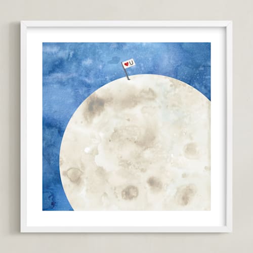 This is a midnight kids wall art with standard by Lindsay Megahed called moon and back