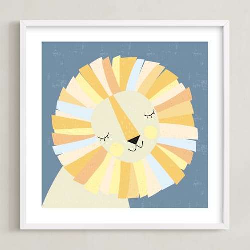 This is a yellow art with standard by Angela Thompson called lionel