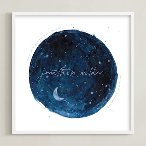 This is a indigo nursery wall art with standard by Krissy Bengtson called lunar