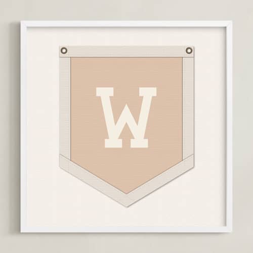 This is a peach nursery wall art with standard by taylorVdesign called initial banner