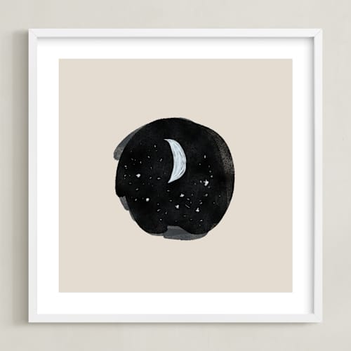 This is a cream nursery wall art with standard by Nancy Noreth called little moon