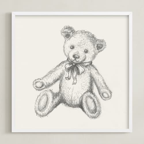 This is a graphite nursery wall art with standard by Anna Black called vintage toys 1