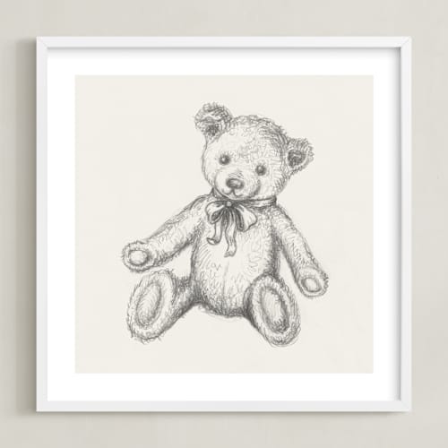 This is a graphite nursery wall art with standard by Anna Black called vintage toys 1