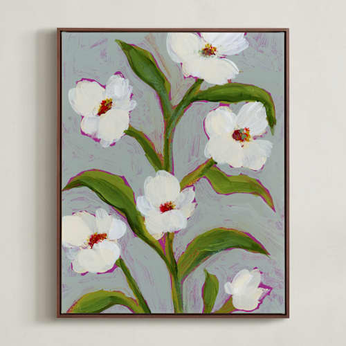 This is a sky blue art with standard by Katie Mulder called floral abstract in icy blue