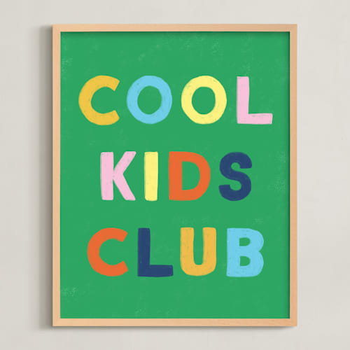 This is a grass green kids wall art with standard by Kiersten Garner called cool kids club