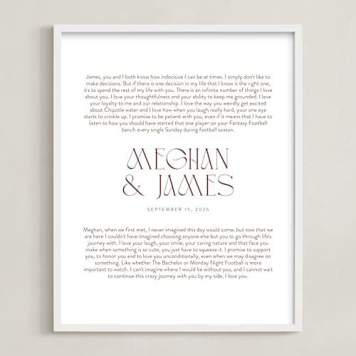 This is a rustique photos to art with standard by Minted called our vows: portrait orientation custom print