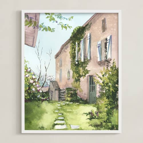 This is a countryside art with standard by Kitty Mitchell called french country cottage