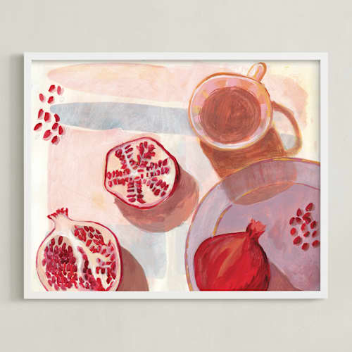 This is a pomegranate red art with standard by Kinga Subject called pomegranate flatlay study