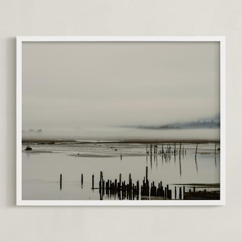 This is a foggy brown art with standard by Katie Buckman called fog at the beach in the pnw