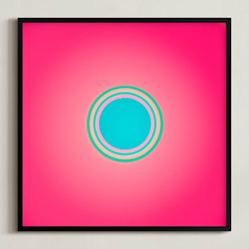 This is a bubblegum pink art with standard by Arash Fattahi Acosta called sun in the dust. variations 29