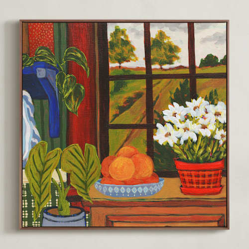 This is a green gold art with standard by Arrin Kartel called by the window