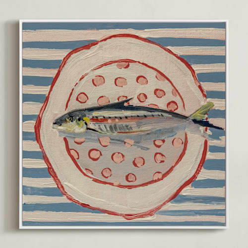 This is a french blue art with standard by Lisa Grizaniuk called fish trio 1