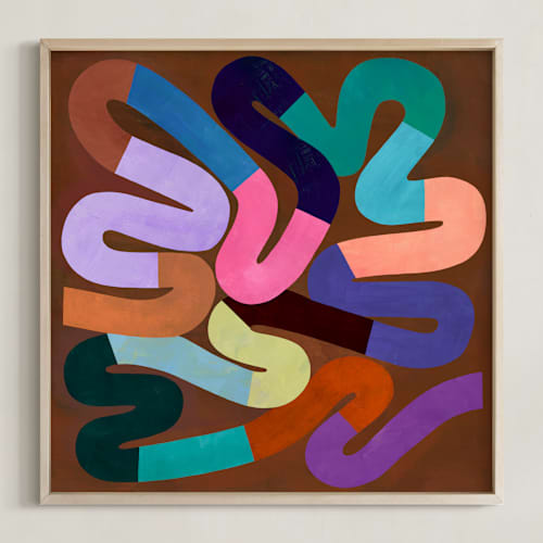 This is a burnt umber art with standard by melanie mikecz called maze i
