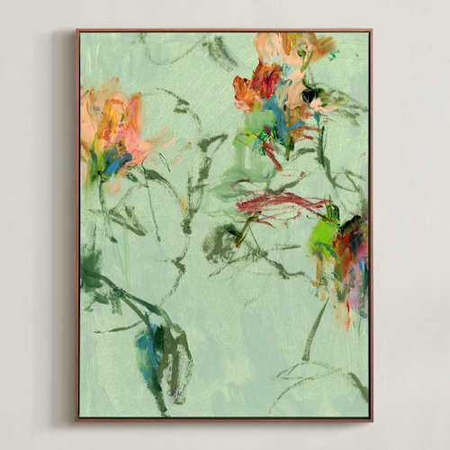 This is a sage green art with standard by Sonal Nathwani called fleeting roses, autumn