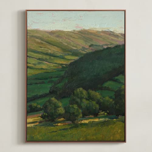 This is a field art with standard by Wendy Keller called green valley 2