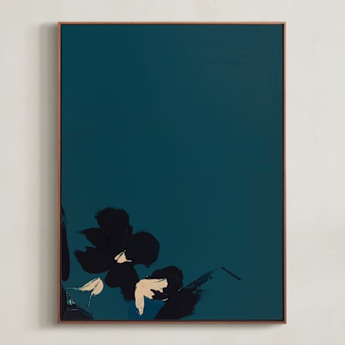 This is a navy blue art with standard by Caryn Owen called floral hues of blue