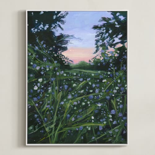 This is a dark emerald green art with standard by Weronika Zubek called wildflowers at dusk