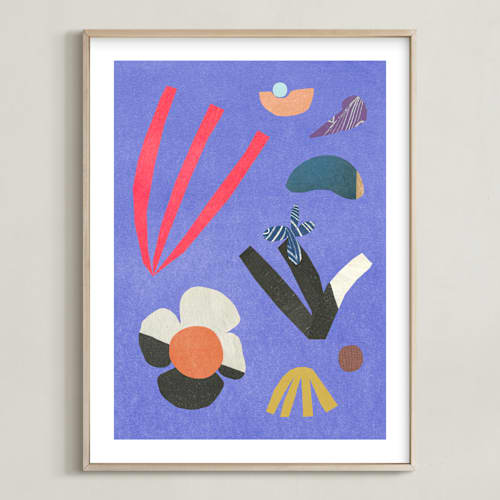 This is a deep blue kids wall art with standard by Sumak Studio called at the bottom of the ocean