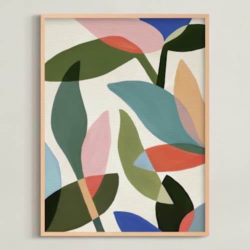 This is a moss green art with standard by Katherine Moynagh called garden in bloom