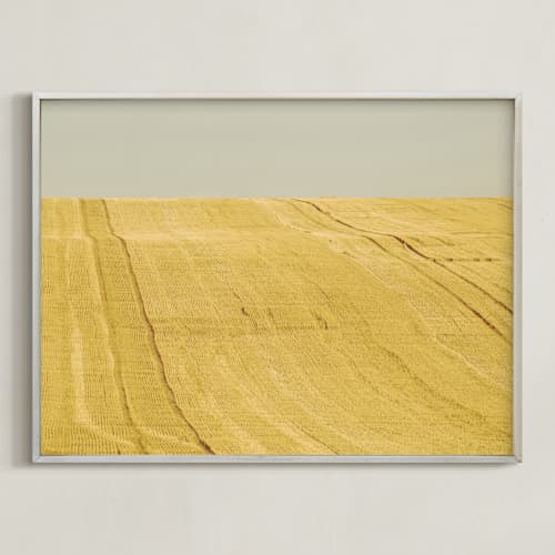 This is a yellow field art with standard by Lying on the grass called sunny field