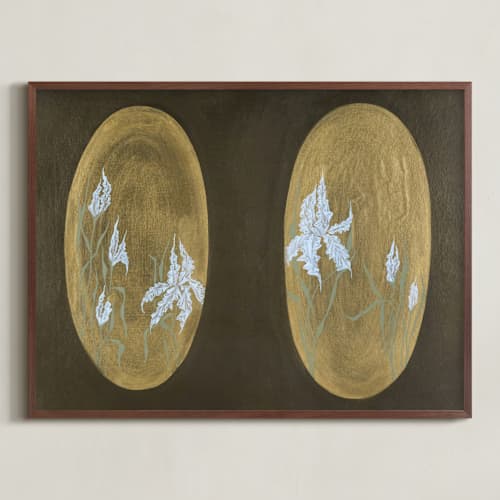 This is a golden art with standard by Gabriela Mifsud called no.13 iris