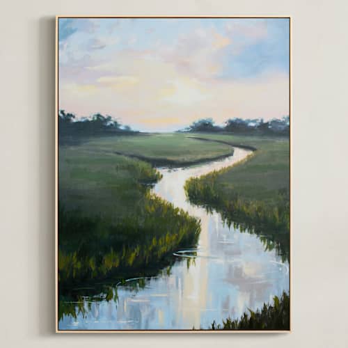 This is a meadow art with standard by April Moffatt called morning reflection