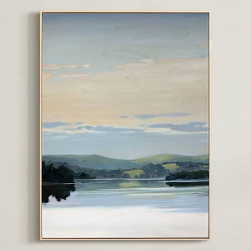 This is a dockside blue art with standard by Stephanie Goos Johnson called calm horizon 1