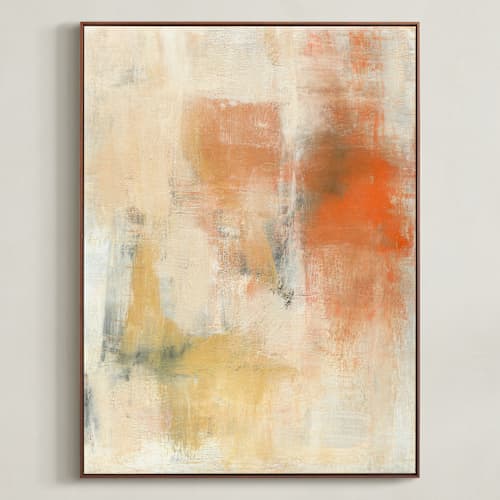 This is a burnt orange art with standard by Ilana Greenberg called tomorrow's promises