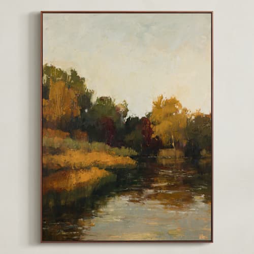 This is a gold art with standard by Wendy Keller called autumn lake 1