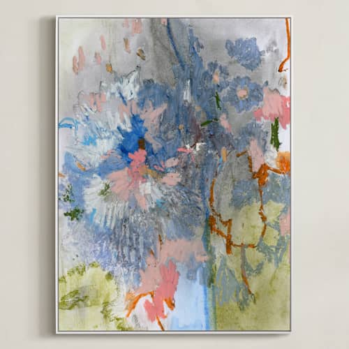 This is a slate blue art with standard by Sonal Nathwani called pastel garden 1