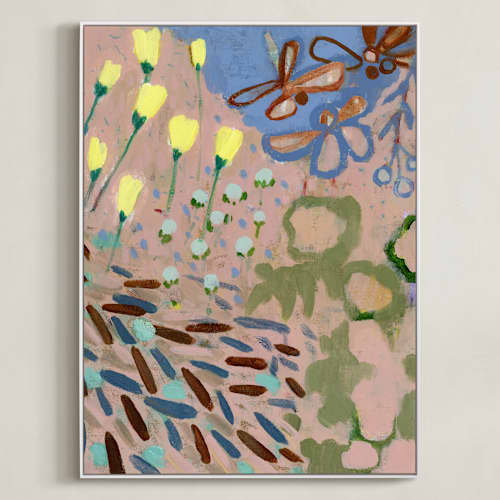 This is a khaki green art with standard by Shina Choi called blooms by the pond 1