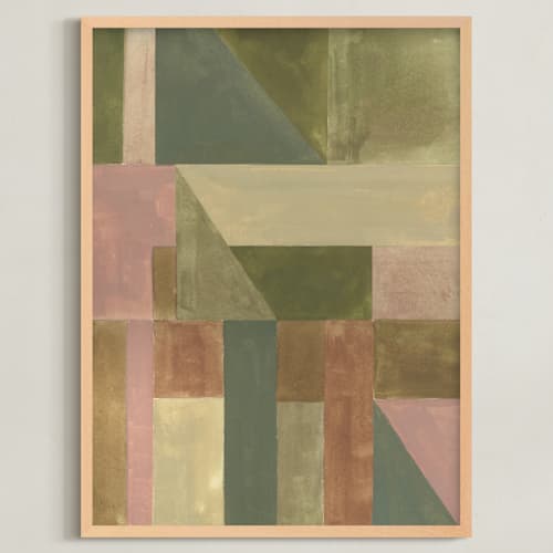 This is a moss green art with standard by Lucrecia Caporale called abstract geometry i