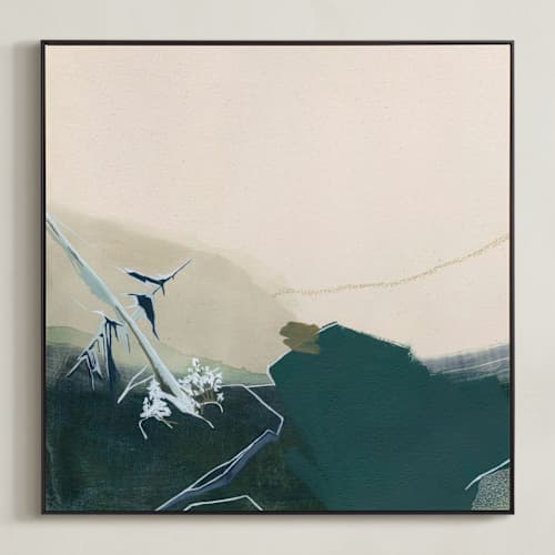 This is a turquoise art with standard by Jamie J. Kim called a way through here 1