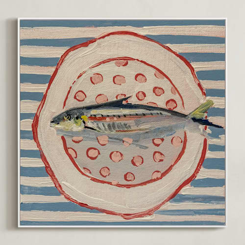 This is a french blue art with standard by Lisa Grizaniuk called fish trio 1