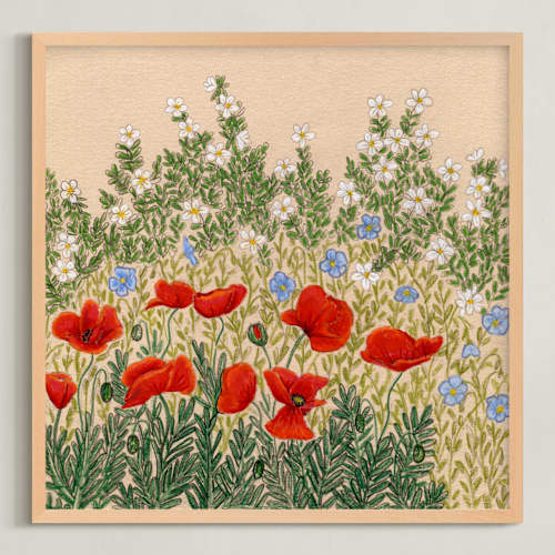 This is a poppy red art with standard by Janie Allen called late spring morning 2