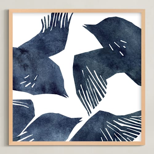 This is a indigo blue art with standard by Mia Posada called indigo flight