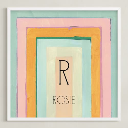 This is a mint personalized art for kids with standard by Lindsay Megahed called rainbow twist - custom