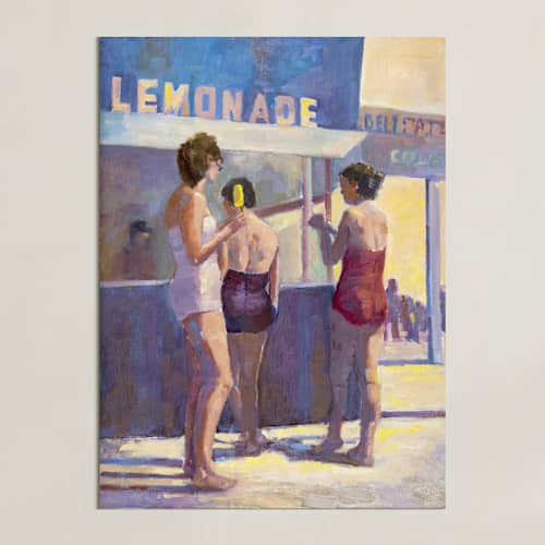 This is a dusty violet art with standard by Marie Stone called lemonade stand