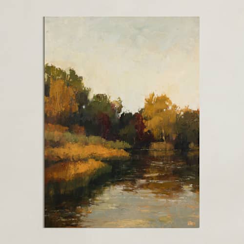 This is a gold art with standard by Wendy Keller called autumn lake 1