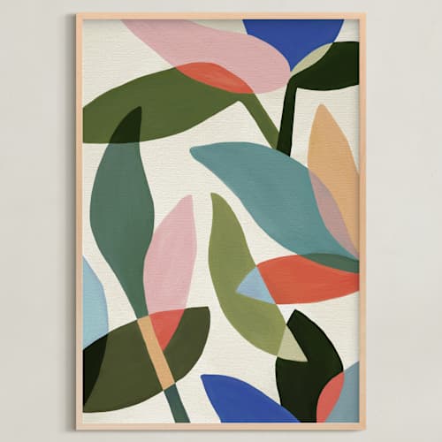 This is a moss green art with standard by Katherine Moynagh called garden in bloom