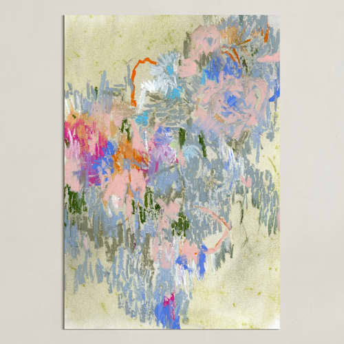 This is a slate blue art with standard by Sonal Nathwani called pastel garden 3