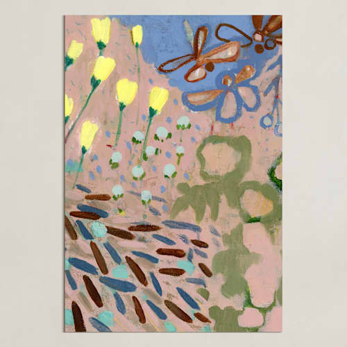 This is a khaki green art with standard by Shina Choi called blooms by the pond 1