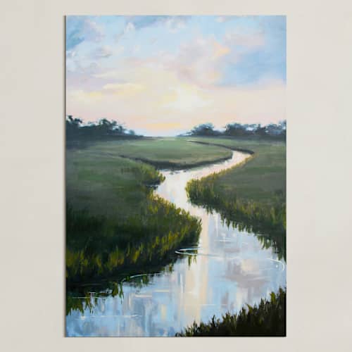 This is a meadow art with standard by April Moffatt called morning reflection