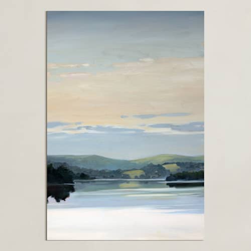 This is a dockside blue art with standard by Stephanie Goos Johnson called calm horizon 1